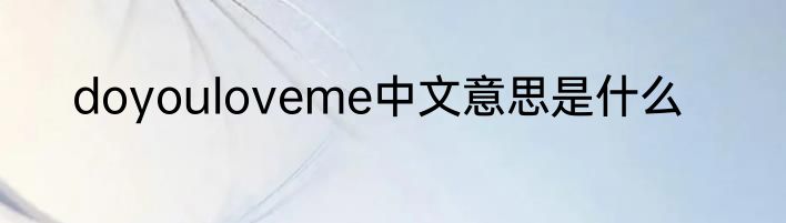 doyouloveme中文意思是什么
