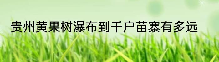 贵州黄果树瀑布到千户苗寨有多远