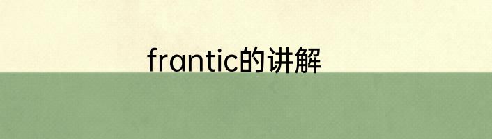frantic的讲解