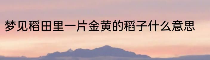 梦见稻田里一片金黄的稻子什么意思