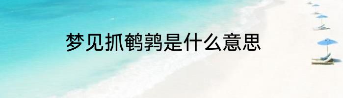 梦见抓鹌鹑是什么意思