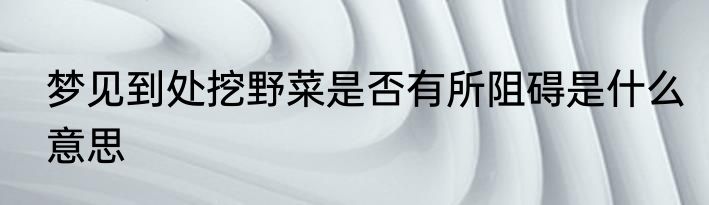 梦见到处挖野菜是否有所阻碍是什么意思