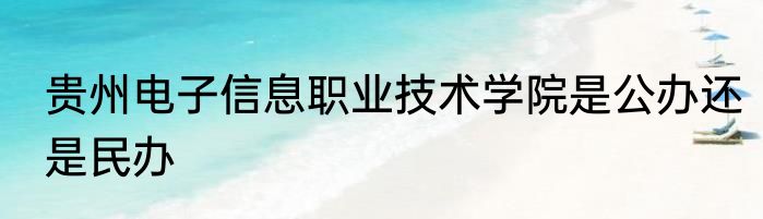 贵州电子信息职业技术学院是公办还是民办