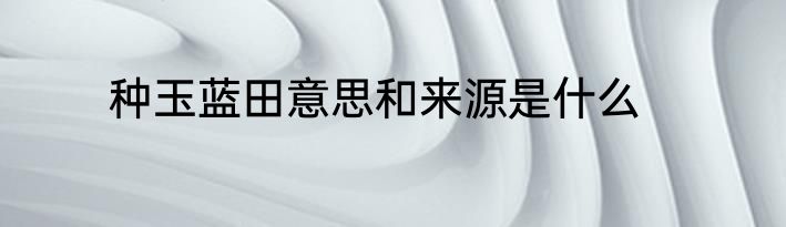 种玉蓝田意思和来源是什么