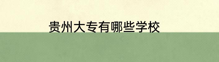 贵州大专有哪些学校