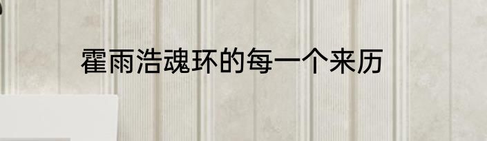 霍雨浩魂环的每一个来历