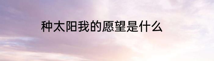 种太阳我的愿望是什么