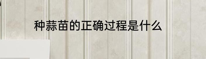 种蒜苗的正确过程是什么
