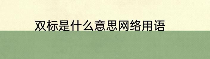 双标是什么意思网络用语
