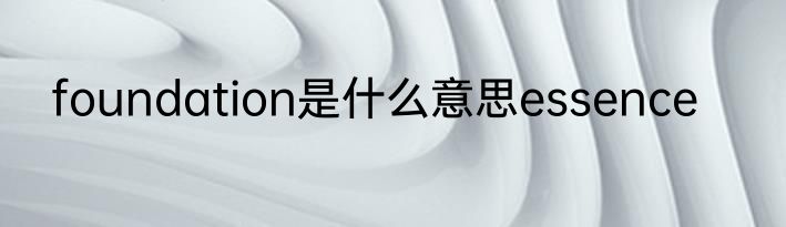 foundation是什么意思essence