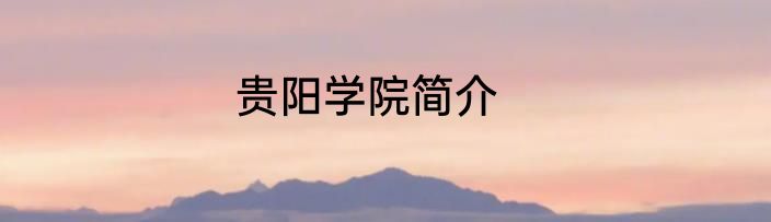 贵阳学院简介
