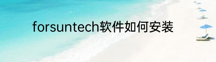 forsuntech软件如何安装