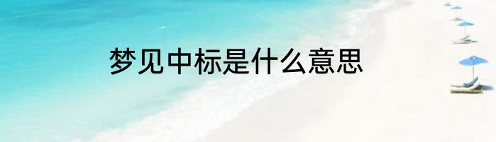 梦见中标是什么意思