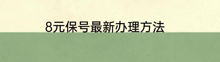 8元保号最新办理方法