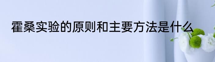 霍桑实验的原则和主要方法是什么