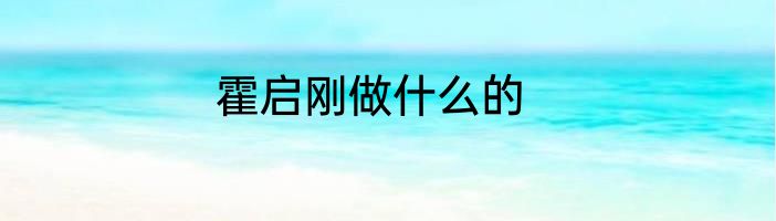 霍启刚做什么的