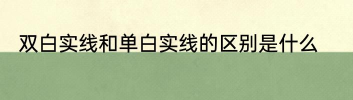 双白实线和单白实线的区别是什么