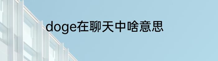 doge在聊天中啥意思