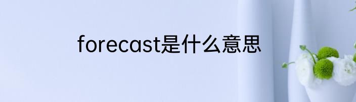 forecast是什么意思