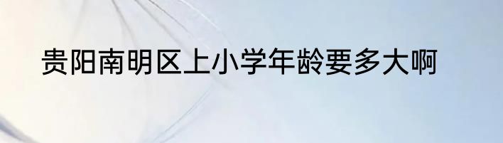 贵阳南明区上小学年龄要多大啊