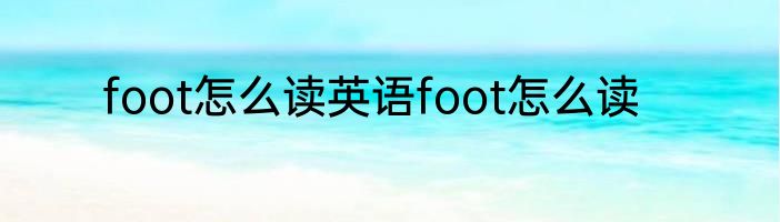 foot怎么读英语foot怎么读