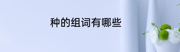 种的组词有哪些