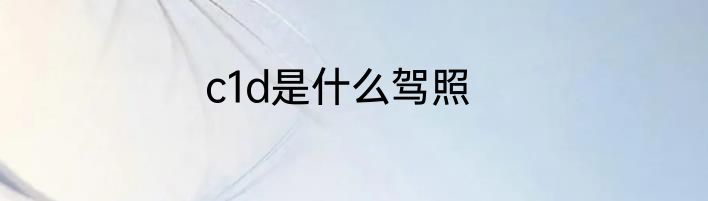 c1d是什么驾照