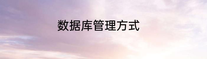 数据库管理方式