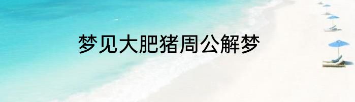 梦见大肥猪周公解梦