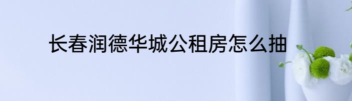 长春润德华城公租房怎么抽
