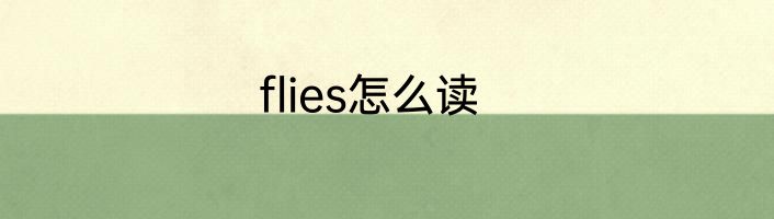 flies怎么读