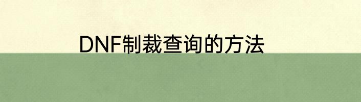 DNF制裁查询的方法