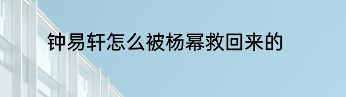 钟易轩怎么被杨幂救回来的
