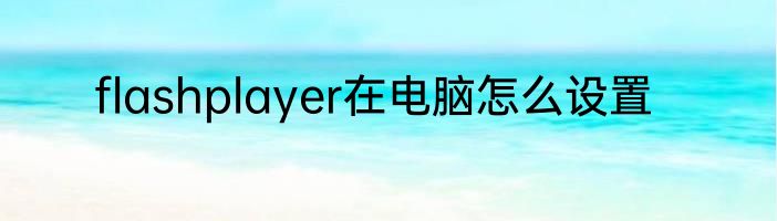 flashplayer在电脑怎么设置
