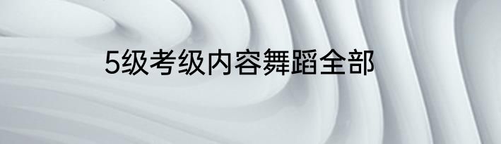 5级考级内容舞蹈全部