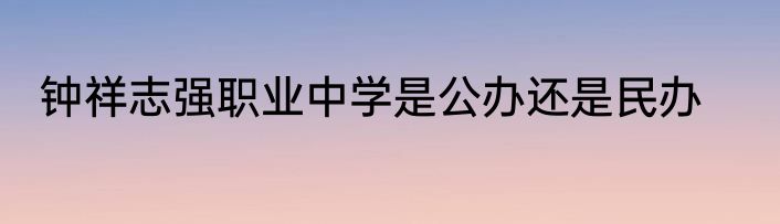 钟祥志强职业中学是公办还是民办