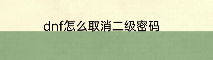 dnf怎么取消二级密码