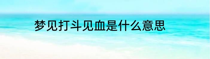 梦见打斗见血是什么意思