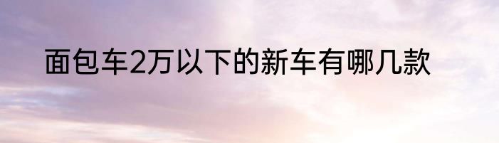 面包车2万以下的新车有哪几款