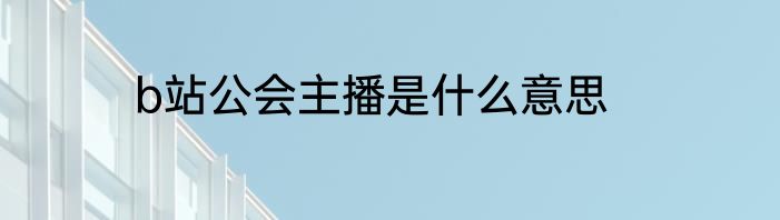 b站公会主播是什么意思
