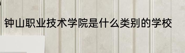 钟山职业技术学院是什么类别的学校