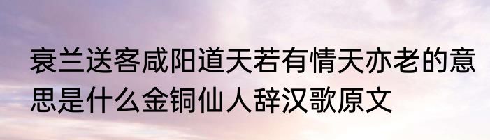 衰兰送客咸阳道天若有情天亦老的意思是什么金铜仙人辞汉歌原文