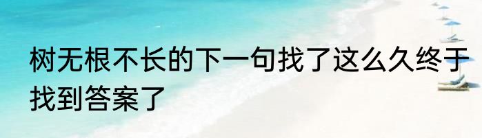 树无根不长的下一句找了这么久终于找到答案了