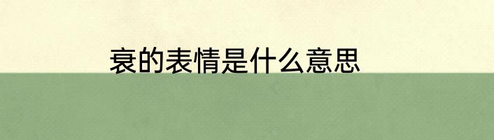 衰的表情是什么意思