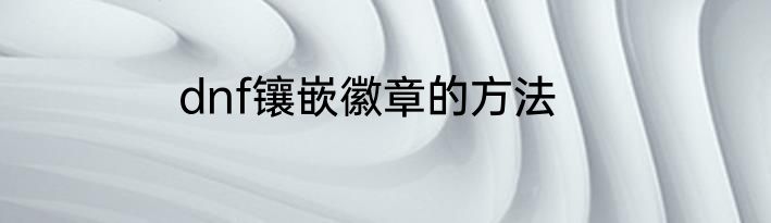dnf镶嵌徽章的方法