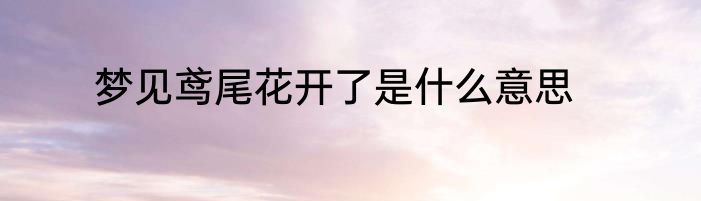 梦见鸢尾花开了是什么意思