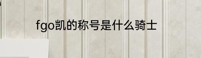 fgo凯的称号是什么骑士
