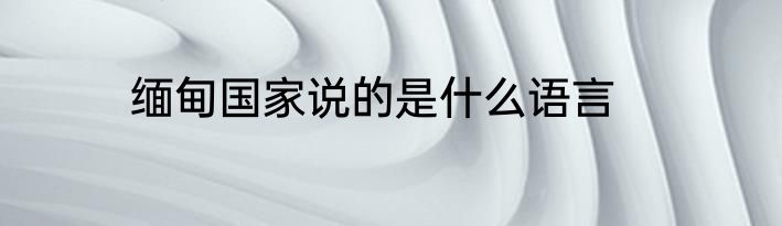 缅甸国家说的是什么语言