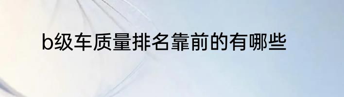 b级车质量排名靠前的有哪些