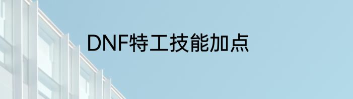 DNF特工技能加点